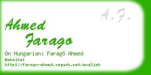 ahmed farago business card